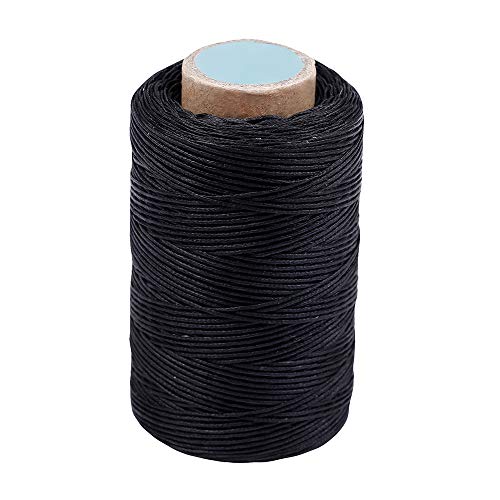 284Yards Leather Sewing Waxed Thread, 0.8mm Waxed Thread for Bookbinding | Waxed Thread for Bookbinding, Upholstery Thread Heavy Duty, Wax String for Leather Craft DIY/Bookbinding/Shoe Repairing - color: Black