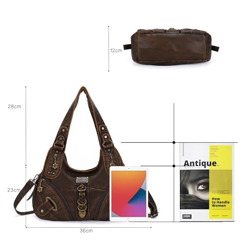 Angelkiss Hobo Purses and handbags for Women Satchel Handbag Women Purses Large Daily Shoulder Bags - color: 801brown