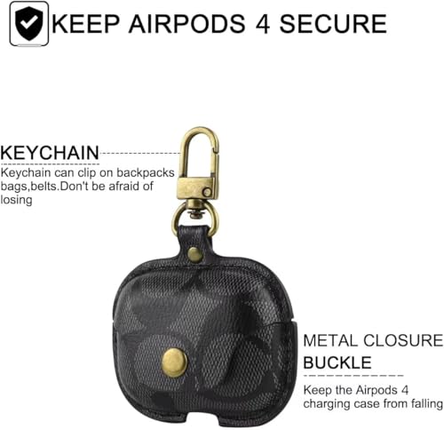 for AirPods 4 Case, Leather Full Body Shockproof Protective Cover(C) - color: C