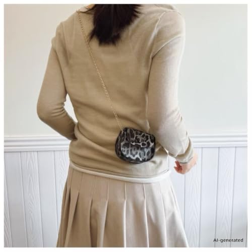 Mini exquisite leopard print handbag, small shoulder style Tiny Compact Stylish Accessory for Essentials - color: Black