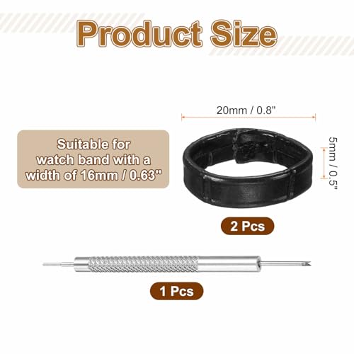 HARFINGTON Leather Watch Band Loops Replacement Watch Band Keeper Watch Strap Holder Retainer Wristwatch Strap Fastener Rings - color: Black, size: 16mm