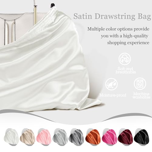 P Pothuiny 2 Pcs Satin Dust Bags for Handbags - color: Ivory White