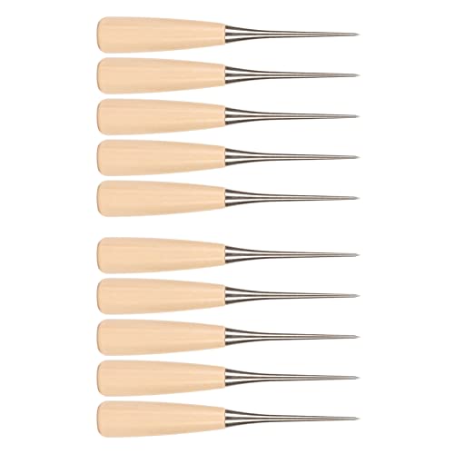 Wooden Handle Awl, Stainless Steel Hole Punch Tool, Comfortable DIY Sewing Drillable Craft, with Case Guard for Leather Canvas Shoes