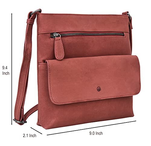ANTONIO VALERIA Christmas Gift Piper Leather Crossbody Bag | Christmas Gift - color: Hunter Red