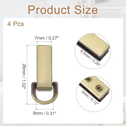 PATIKIL Bag Side Clip Buckle, Metal Purse Suspension Clasp Suspending Handbag Chain Strap Connector with D Ring - color: Bronze
