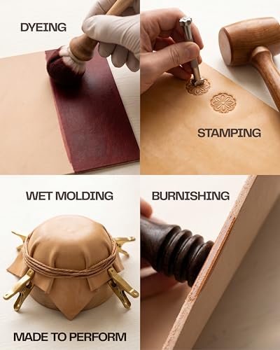 Premium Natural Vegetable Tanned Tooling Leather 3-4 oz (1.2–1.6mm) Pre-Cut Full Grain Grade A Cowhide for DIY Projects, Stamping, Carving, Dyeing, Molding - color: (3-4 Oz) Veg Tan 1 Piece, size: 8.5'' x 11''