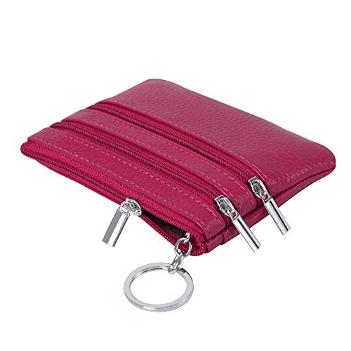 Women Genuine Leather Coin Purse Small Keychain Change Wallet - color: Rose