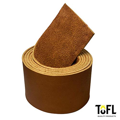 Genuine Top-Grain Leather Strap | 48 Inches Long | 2 Inches Wide | 1/16 Inch Thick (4-5 oz) | 1 Leather Strip for DIY Arts & Craft Projects, Clothing, Jewelry, Wrapping | Tan | 48" L x 2" W x 1/16" Thick | Smooth Grain & Suede Back | Trim, Wraps & Decorat