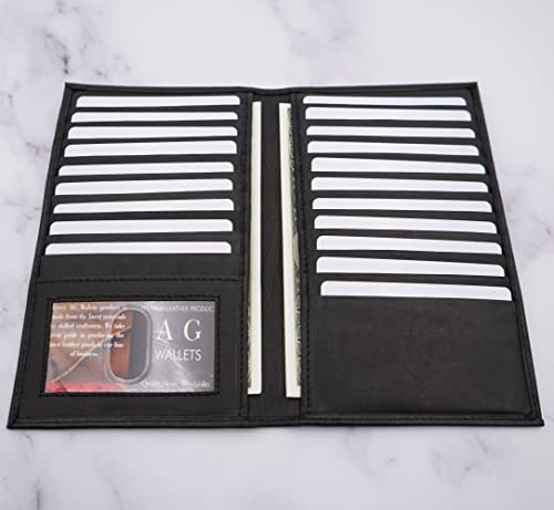 AG Wallets Genuine Leather Mens Long ID 19 Credit Card Security Wallet Black (RFID_Black) - color: RFID_Black