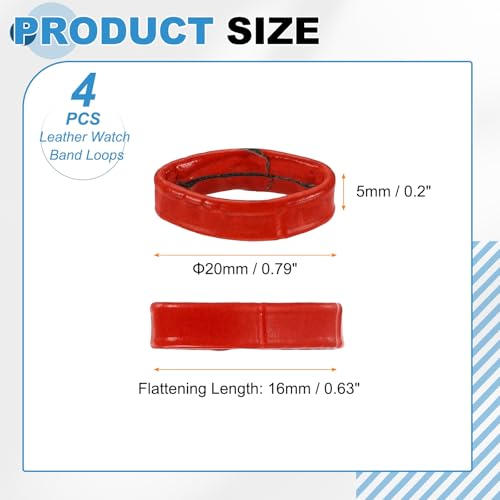 HARFINGTON Leather Watch Band Loops Replacement Watch Strap Holder Retainer Wristwatch Strap Fastener Rings for Wristband - color: Red, size: 16mm
