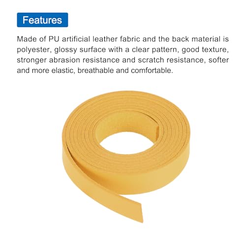 MECCANIXITY Leather Straps Strip Belt 1.2cm(0.5" Width) 100cm(40" Length) Leather Strips String Yellow for DIY Craft, Jewelry, Key Chains - color: Yellow, size: 1.2cm x 100cm