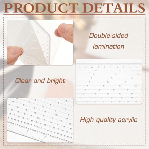FINGERINSPIRE Hole Spacing Ruler 5.9x3.9inches Hole Distance Gauge Acrylic Positioning Calculation Ruler Rectangle Clear Acrylic Leather Hole Distance Tool for Stitching Punching Positioning