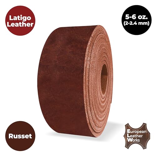 ELW 5-6 oz (2-2.4mm) Latigo Leather Belt Grade Straps | Size: 1.5"x72" (3.8x183cm) | Russet | Full Grain Cowhide, Heavy Duty Holsters, Sheathes, Harness, Saddle, Guitar Straps, Crafts - color: Russet, size: 1.5"x72" (3.8x183cm)