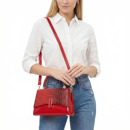 JHVYF Women Small Crossbody Bags Shoulder Bag Classic Satchel Handbags Ladies Cute Purses Satchels bag mini purse for women - color: Red