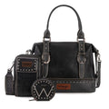 Wrangler 3Pcs Doctor Bag Sets for Women Top-handle Satchel Bag with Cell Phone Handbag and Coin Purse - color: Eye-catching Black