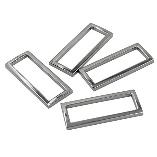 DGOL 20pcs 1-1/2 inch Zinc Alloy Shinning Belt Bag Die Cast Rectangle Ring Buckles Webbing Square Buckle Silver and Gunmetal