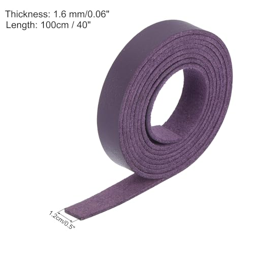 MECCANIXITY Leather Straps Strip Belt 1.2cm(0.5" Width) 100cm(40" Length) Leather Strips String Purple for DIY Craft, Jewelry, Key Chains - color: Purple, size: 1.2cm x 100cm