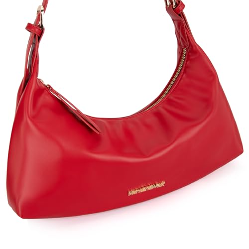 Montana West MEDIUM Shoulder Purses for Women Crescent Hobo Bags Trendy Purses - color: Crimson Red