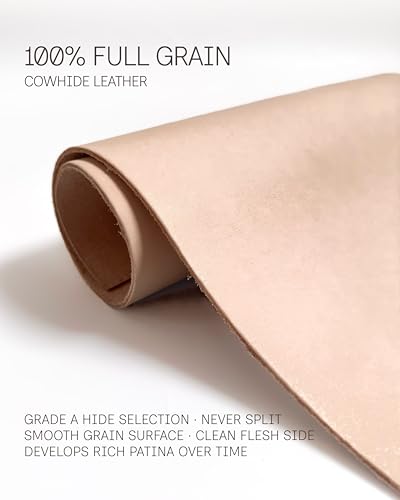 Premium Natural Vegetable Tanned Tooling Leather 5-6 oz (2.0–2.4mm) Pre-Cut Full Grain Grade A Cowhide for DIY Projects, Stamping, Carving, Dyeing, Molding - color: (5-6 Oz) Veg Tan 1 Piece, size: 12''x24''