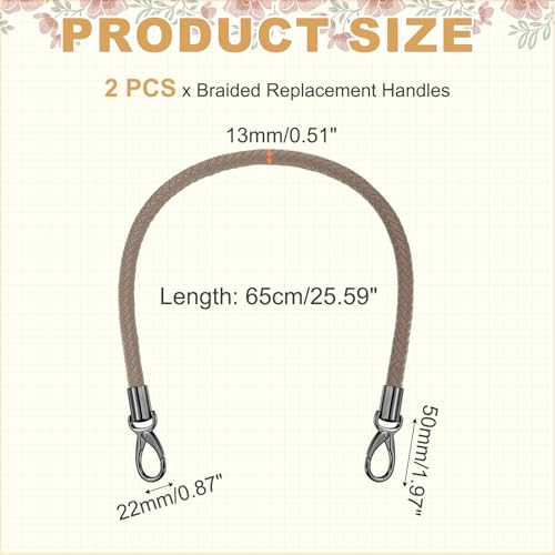 MECCANIXITY Braided Purse Strap, PU Leather Purse Strap Handle Replacement for Handbag Tote Underarm Bag Making - color: Gray-brown