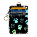 Slim Wallet Credit Card Holder, Animal Paw Print, RFID Wallet Women Cute Small Front Pocket Wallet With Zipper, PU Leather Thin travel RFID Blocking Card Case ID Window,Ladies Gifts - color: Animal Paw Print