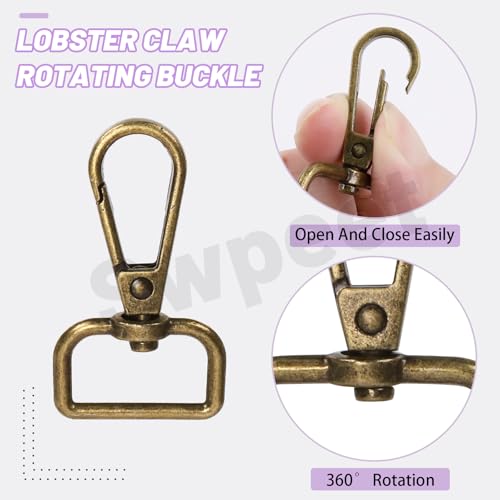 Swpeet Metal D Ring & Rectangle Adjuster Triglides Slides Buckle & D Ring Lobster Clasp Kit, Semi-Circular D Rings Roller Pin Buckles Swivel Snap Hook - style: 2CM