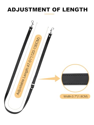 IBWell Adjustable Purse Strap Replacement Leather Handbag Shoulder Strap Replacement with Metal SwivelHooks,Black-Sliver Lock,51x0.71(LxW) - color: Black-sliver Hardware