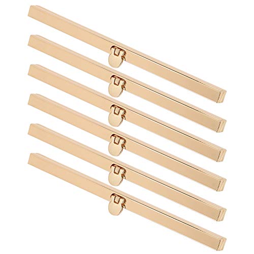GLOGLOW Purse Clasps, 6pcs 7.5in | Straight Side Purse Frame Hinges, 6 Pieces 7.5 Inch, Golden Metal, For Wallet Briefcase and Bag Making - color: Golden