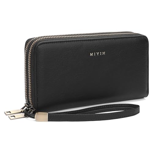 GOIACII Wristlet Wallets for Women 2 Zip Around Ladies Clutch Black - color: Black