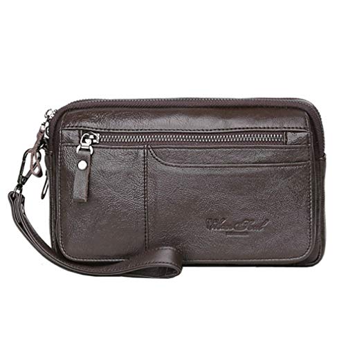 Leather Clutch Purse Wallet Men Wrist Bag - color: #00coffee