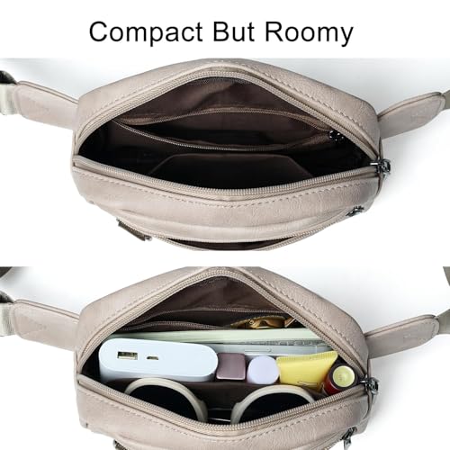 Leresas 2L Fanny Packs for Women Vegan Leather Belt Bag Crossbody Bag Small Chic Waist Sling Bag Waterproof Running Travel Light Grey - color: Light grey