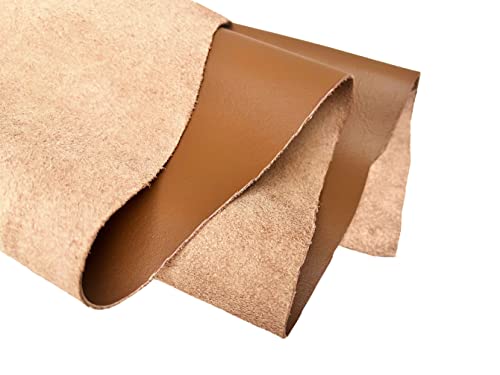 2 Pieces of Light Brown 14x20 Inch Genuine Leather Pieces Real Cowhide Full Grain Sheets for Crafting Leatherworking Leathercraft Repair Crafts Offcuts TPS13526 - color: 2 Pieces of 14x20 Inch (Light Brown)