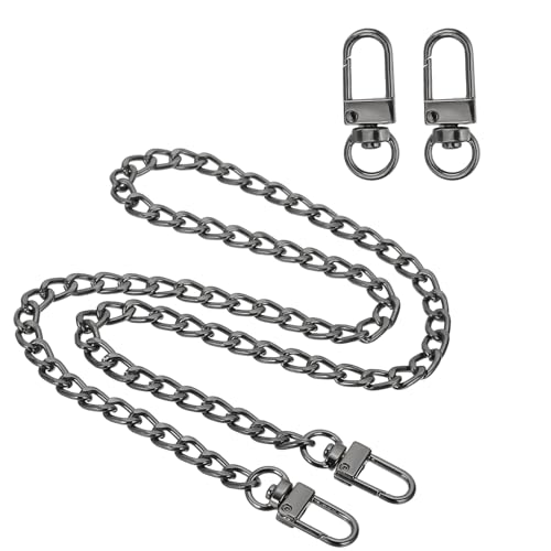 uxcell 27.6" Flat Purse Chain Strap, Black Shoulder Straps Chains Metal Handbag Replacement Belt with 2 Pcs Metal Lobster Swivel Trigger Clips Style1 for Cross Body Wallet Bag - color: Black, size: 27.6"
