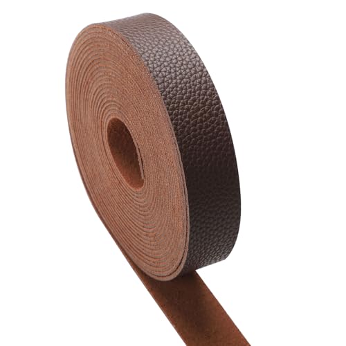 picheng Faux Leather Strap 1 Inches Wide Lychee Texture Leather Straps for Crafts, 200 Inches Long Faux Leather Strips - color: Dark Brown