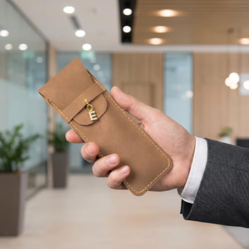 Personalized Initial PU Suede Pen Pouch - Office and Professional Storage Accessory, Ideal Gift for Coworkers (E) - color: E
