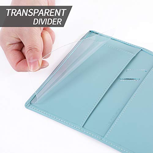 Leather Checkbook Cover for Men Women RFID Blocking by GNEGNI - color: Airy Blue