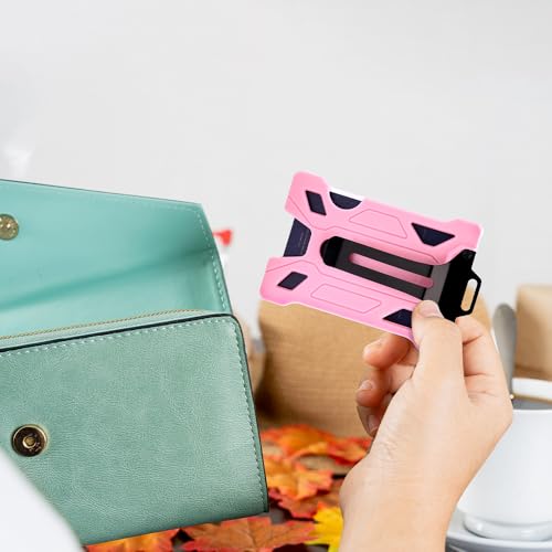 ID Badge Holder with Retractable Clip, Credit Card Holder, Keychain Wallet, Name Badge Holders, Business Card Holder, and Money Clip for Men and Women (Pink) - color: Pink