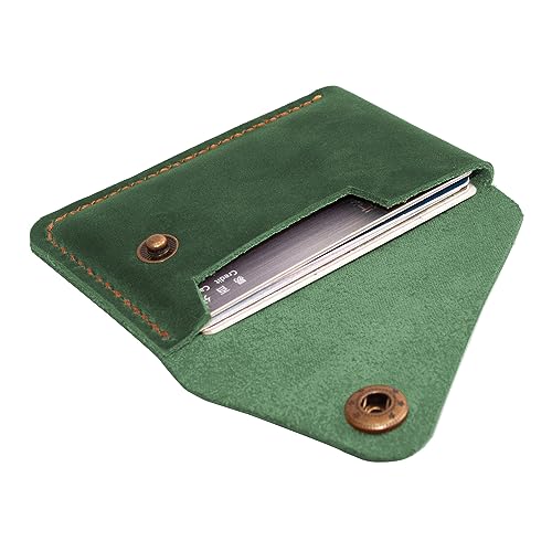 Leather Card Holder, Credit Card Wallet, Cardholder Wallet, Minimalist Wallet,Christmas Gift - color: Green