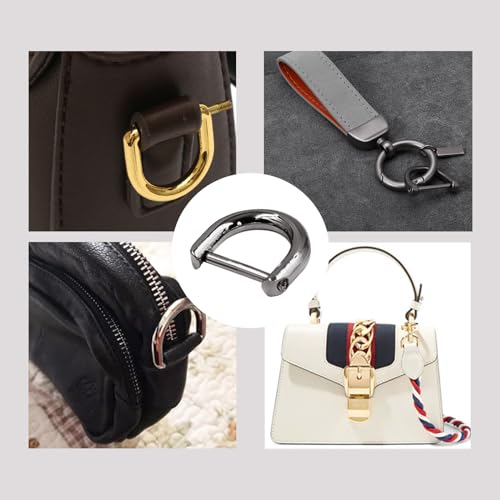 D-Rings with Closing Screw Shackle, U Shape Ring Key Holder, Horseshoe Shape Ring, Bag Hardware Accessories, DIY Leather Craft Purse Replacement (0.6 Inch/Gun Black), 6 PCS - color: Gun Black