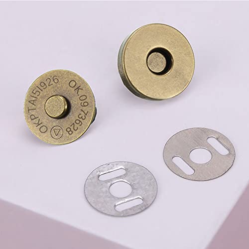 20 Set Magnetic Snaps, Purse Magnetic Button Replacement Kit-Bronze 14MM | Magnetic Bag Fastener Clasp for Sewing, DIY Craft, Purses, Bags, Clothes, Leather - color: Bronze 14MM