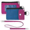 Artpaxy Minimalist Wallet For Mens Womens, Keychain RFID Blocking Zipper Small Wallet with ID Window 2 Lanyards,Water Resistant Travel Cash Card Coin Case Boys Girls - color: Dark blue+Dark pink