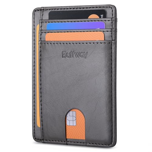 Buffway Slim Minimalist Front Pocket RFID Blocking Leather Wallets for Men and Women - Alaska Grey - color: Alaska Grey