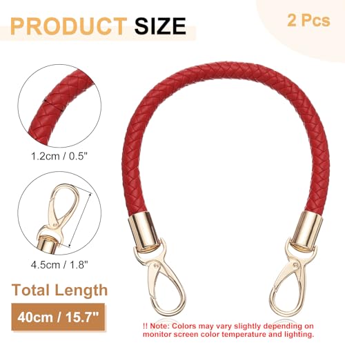 uxcell 2 Pcs Leather Purse Strap, 15.7 Inch PU Leather Braided Purse Replacement Shoulder Strap for Handbags with Buckle for DIY Handbag Purse Making, Bright Red - color: Bright Red