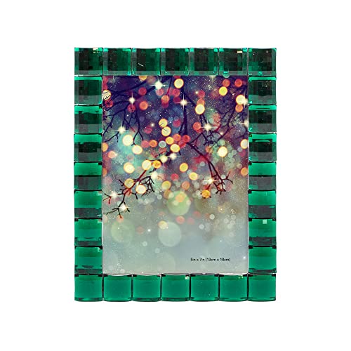 Isaac Jacobs Decorative Sparkling Jewel Picture Frame (5x7, Emerald Green) | Jewel Picture Frame, Photo Display & Home Decor Two-way easel for vertical or horizontal display. Does NOT hang on wall - color: Emerald Green, size: 5x7
