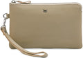 Leather Wristlet Wallet for Women Clutch Handbag Purse with Cell Phone Slot | Genuine Top Grain Leather, 8 Credit Card Slots, Detachable Strap, YKK Zipper, Gifts for Women - color: Beige Nappa