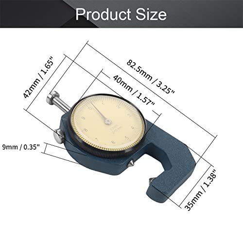 Utoolmart Dial Thickness Gauge, 0-10mm Cusp Head, 0.1mm Accuracy - size: 0-10MM straight tip