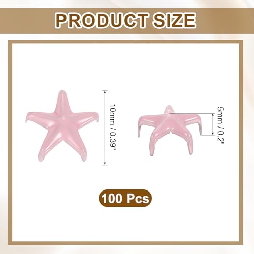 uxcell 100Pcs Metal Star Studs Claw, 10mm 5-Claw Punk Studs Rivets Spikes Nail Head Leather Rivets for DIY Crafts Clothing Leathercraft Bag Shoes, Pink - color: Pink, size: 10mm