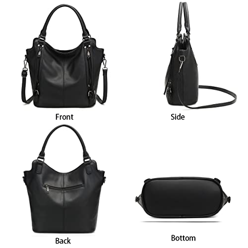 lapsting Hobo Bags for Women Handbags Purse Ladies Boho Shoulder Bag Crossbody Purses Faux Leather - color: I - 15inch Black - Black Metal