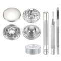 HARFINGTON 24Set Leather Snaps Fasteners Kit 10mm Dia Brass Press-Stud Cap Button 2.72" Length Metal Snap Buttons with 4 Install Tools for Coat Bag Leather Marine Boat Canvas, Silver - color: Silver