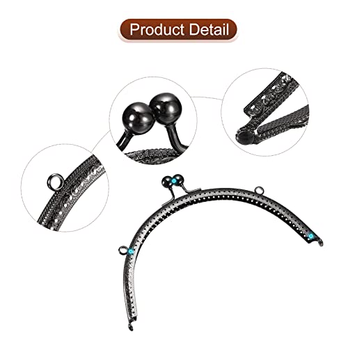 UXCELL 4pcs Metal Purse Frame, 8" Kiss Lock Clasp Rectangle Embossed Clutch Frame Handles for Coin Purse Sewing Wallets Bags Making DIY Craft, Black - color: Black, size: 8"